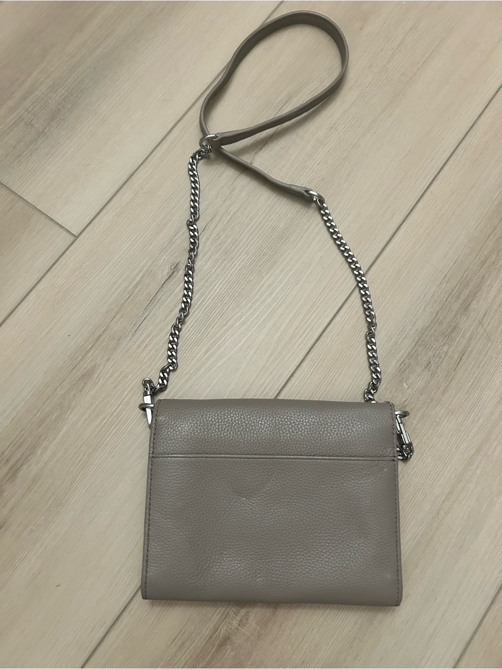 Tory Burch Taupe Pebbled Leather Chain Crossbody - Picture 4 of 5